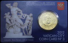 VATICAN CITY: 50 Cent (2012 R) in Nordic Gold. Bust of Pope Benedict XVI facing right on obverse. A map, next to the value, shows the European contine...