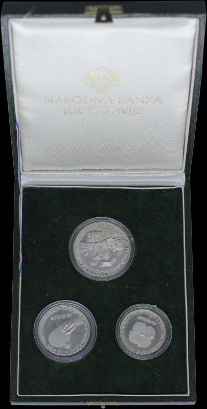 YUGOSLAVIA: Commemorative set of 500, 1000 & 5000 Dinara (1981) in silver (0,750...