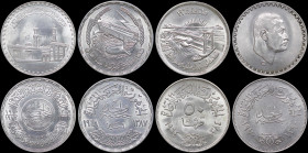 EGYPT: Lot of 4 coins in silver (0,720) composed of 50 Piastres [AH1390 (1964)], 1 Pound [AH1387 (1968)], 1 Pound [AH1359-1361 (1970-72)] & 1 Pound [A...