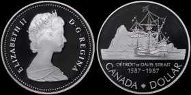 CANADA: 1 Dollar (1987) in silver (0,500) commemorating the 400th anniversary of John Davis exploration of Baffin Island, the Davis Strait and the Gul...