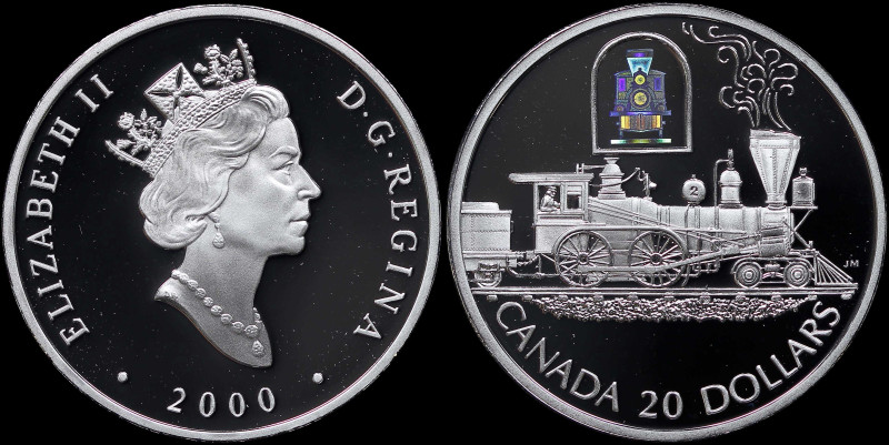 CANADA: 20 Dollars (2000) in silver (0,925) commemorating the First Canadian loc...