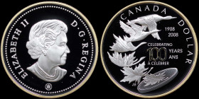 CANADA: 1 Dollar (2008) in silver (0,925) commemorating the Centennial 1908-2008 of Ottawa Mint. Bust of Queen Elizabeth II facing right on obverse. M...
