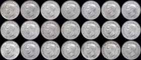 CANADA: Lot of 21 coins in silver (0,800) composed of 1x 50 Cents (1940), 3x 50 Cents (1941), 6x 50 Cents (1942), 3x 50 Cents (1943), 2x 50 Cents (194...