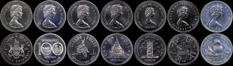 CANADA: Lot of 7 coins in silver (0,500) composed of 1 Dollar (1971), 1 Dollar (...