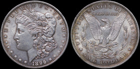 USA: 1 Dollar (1896) in silver (0,900). Head of Liberty facing left and legend "E.PLURIBUS.UNUM" on obverse. American eagle and legend "UNITED STATES ...