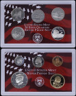 USA: Silver proof set (2001 S) of 10 coins. Five different Quarters honoring New York, North Carolina, Rhode Island, Vermont and Kentucky in silver (0...