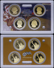 USA: Presidential 1 Dollar coin proof set (2007 S) composed of 4 coins in copper-zinc-manganese-nickel clad copper depicting in sequence the President...