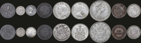 AMERICAN COINS: Lot of 9 coins composed of 20 Reis (1869) (Brazil), 1 Cent (1859 / narrow "9"), 5 Cents (1912), 10 Cents (1964), 50 Cents (1950 / line...
