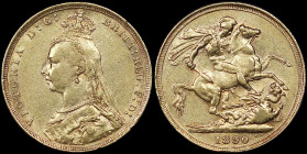AUSTRALIA: 1 Sovereign (1890 S) in gold (0,917). Bust of Queen Victoria wearing small crown and veil facing left on obverse. St George slaying the dra...