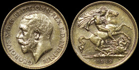 AUSTRALIA: 1/2 Sovereign (1912 S) in gold (0,917). Head of King George V facing left on obverse. St George slaying the dragon on reverse. (KM 28) & (S...