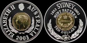 AUSTRALIA: 10 Dollars (2003) in silver (0,999) commemorating the 150th Anniversary of Sydney Mint. Head of Queen Elizabeth II with tiara facing right ...