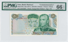 IRAN: 50 Rials (SH1350 / 1971) commemorative issue for the 2500th Annivery of the Persian Empire in green on blue, brown and multicolor unpt. Eighth p...
