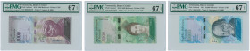 VENEZUELA: Lot of 3 banknotes composed of 1000 Bolivares (2016), 5000 Bolivares (2016) & 10000 Bolivares (2016). Inside holders by PMG "Superb Gem Unc...