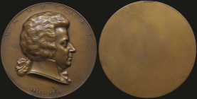AUSTRIA: Bronze uniface medal commemorating Wolfgang Amadeus Mozart (1756-1791). Engraved by A Hartig. Diameter: 75mm. Weight: 151,6gr. Uncirculated.