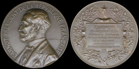 FRANCE: Bronze commemorative medal for the Election of Sadi Carnot (1887). Bust of Sadi Carnot facing left on obverse. Legend in six lines in a cartou...