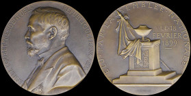 FRANCE: Bronze commemorative medal for the Election of Emile Loubet as the new president (1899). Bearded bust of Emile Loubet facing left on obverse. ...
