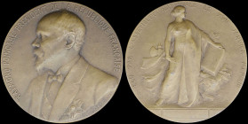 FRANCE: Bronze commemorative medal for the Election of Raymond Poincare (17.1.1913). Bust of Raymond Poincare facing left on obverse. Allegorical scen...