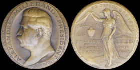 FRANCE: Bronze commemorative medal for the Election of Alexandre Millerand (1920. Head of Alexandre Millerand facing left on obverse. Laureate woman h...
