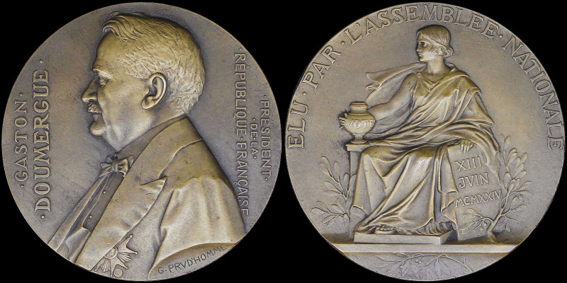 FRANCE: Bronze commemorative medal for the Election of Gaston Doumergue (13.6.19...