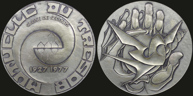 FRANCE: Silver medal "MUTUELLE DE TRESOR" (1927-1977). Engraved by Roy. Diameter...