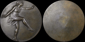 FRANCE: Bronze medal engraved by Henry Dropsy. A female dancer on obverse. Uniface. Diameter: 50mm. Weight: 39,5gr. Extremely Fine.