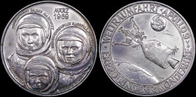 GERMANY: Medal for Apollo 9 (1969) in silver (1,000). The astronauts McDiwitt, Schweickart & Scott on obverse. Space shuttle on reverse. Diameter: 40m...