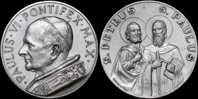 ITALY: Religious medal made of silver plated metal (ND). A portrait of Paul VI (Paulus VI Pontifex Max) on obverse. St Peter & St Paul on reverse. Eng...