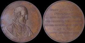 NETHERLANDS: Bronze medal (1890) commemorating the 50th anniversary of Leo XIII. Leo XIII facing right on obverse. Legend on reverse. Engraved by Joha...