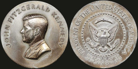 USA: Bronze medal featuring President John F Kennedy (1961). Part of the series of Inaugural medals for eleven U.S. Presidents. Profile of President J...