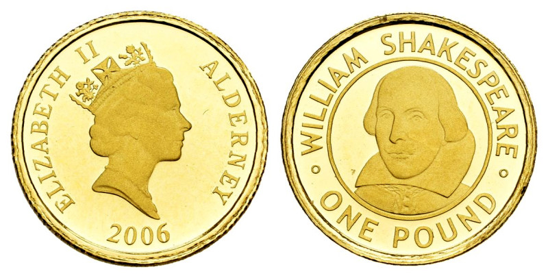 Alderney. Elizabeth II. 1 pound. 2006. (Km-124). Au. 1,28 g. PROOF. Est...70,00....