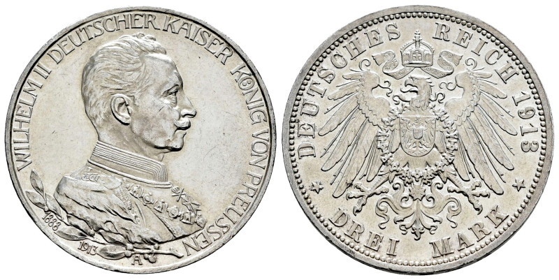 Germany. Prussia. Wilhelm II. 3 mark. 1913. Berlin. A. (Km-535). Ag. 16,65 g. AU...