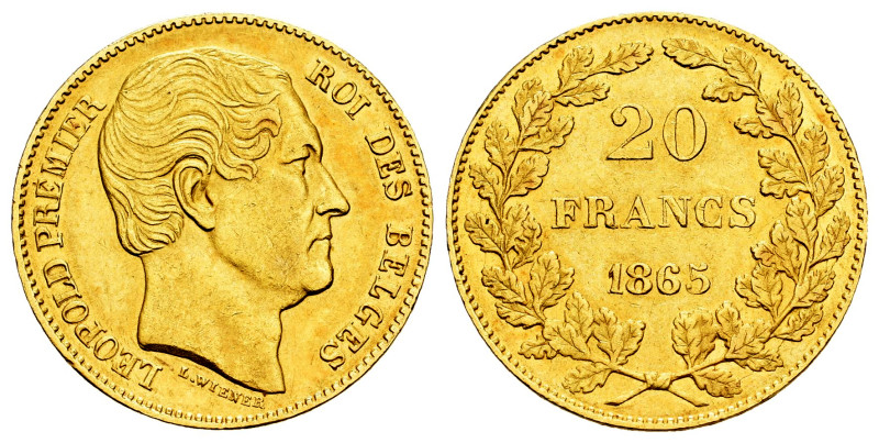 Belgium. Leopold I (1657-1705). 20 francs. 1865. (Km-23). (Fr-411). Au. 6,42 g. ...