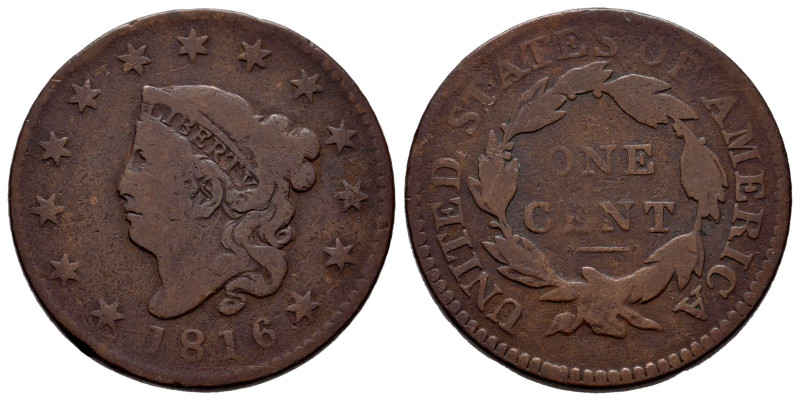 United States. 1 cent. 1816. Philadelphia. (Km-45). Ae. 10,17 g. Choice F. Est.....