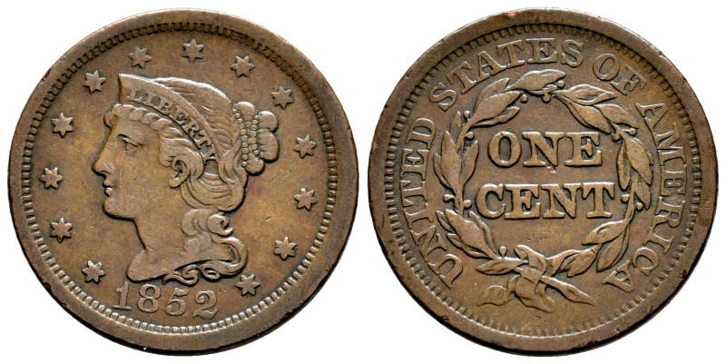 United States. 1 cent. 1852. Philadelphia. (Km-67). Ae. 10,61 g. Choice VF. Est....