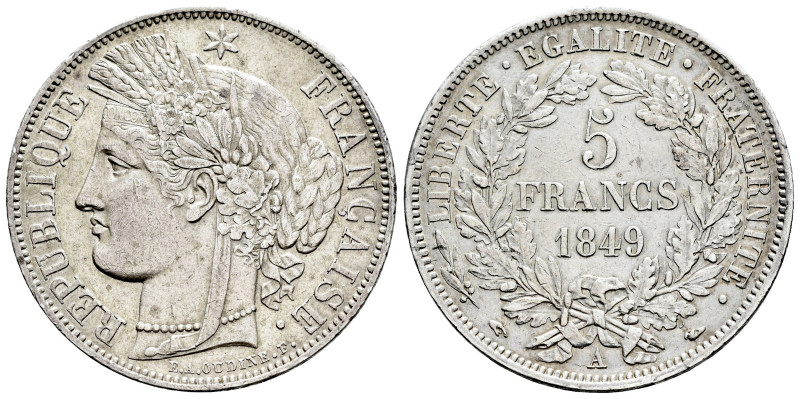 France. II Republic. 5 francs. 1849. Paris. A. (Km-761.1). (Gad-719). Ag. 24,84 ...