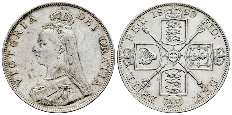 Great Britain. Victoria Queen. Double florin. 1890. (Km-763). Ag. 22,61 g. Clean...