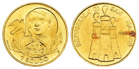 San Marino. 1 scudo. 1980. (Km-113). Au. 3,01 g. Mint state. Est...150,00. 

Spanish Description: San Marino. 1 scudo. 1980. (Km-113). Au. 3,01 g. S...