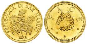 San Marino. 2 Scudi. 1979. (Km-100). Au. 6,00 g. Mint state. Est...300,00. 

Spanish Description: San Marino. 2 Scudi. 1979. (Km-100). Au. 6,00 g. S...