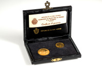 San Marino. 2 scudi and 1 scudo. 1985. R. (Km-184, 185). (Fried-35,36). Au. 6,00 g. In a box and with offical certificate. Almost MS. Est...280,00. 
...