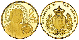 San Marino. 2 Scudi. 2002. (Km-457). Au. 6,45 g. PROOF. Est...300,00. 

Spanish Description: San Marino. 2 Scudi. 2002. (Km-457). Au. 6,45 g. PROOF....