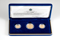 San Marino. 1/2, 1 scudo and 2 scudi. 1999. R. (Km-413/415). (Fried-78/80). Au. 11,28 g. In a box and with offical certificate. PROOF. Est...500,00. ...