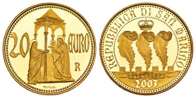 San Marino. 20 euros. 2003. (Km-455). Au. 6,46 g. PROOF. Est...300,00. 

Spanish Description: San Marino. 20 euros. 2003. (Km-455). Au. 6,46 g. PROO...