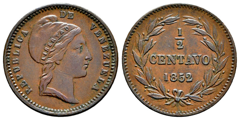 Venezuela. 1/2 centavo. 1852. London. (Km-Y#5.1). Au. 5,49 g. 24 berries. With s...