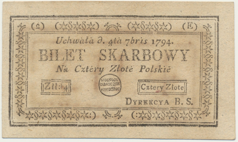 4 złote 1794 (2)(E) - znak zabezpieczający z dwukropkiem &nbsp; 
 Rzadsza druga...