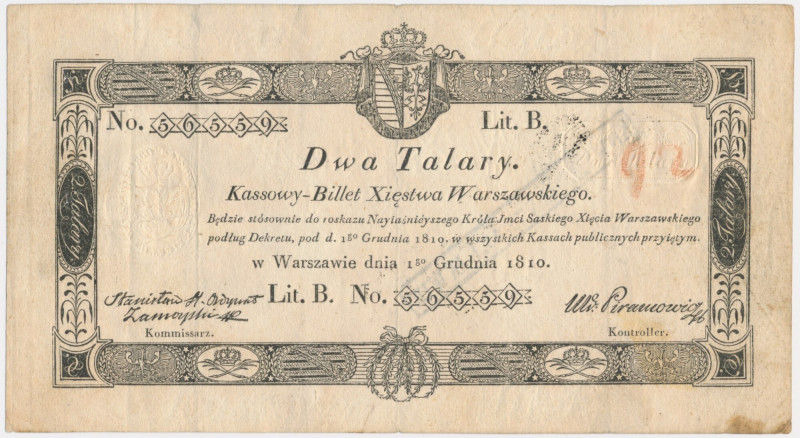 2 talary 1810 - Zamojski - ze stemplem - ŁADNY &nbsp; Podpis komisarza Zamojski,...