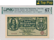 Danzig, 10 milion Mark 1923 - A - PMG 67 EPQ MAX