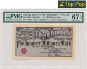 Danzig, 500 million Mark 1923 - cream print at margins - PMG 67 EPQ MAX