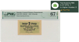 Danzig, 5 Pfennige 1923 - October - watermark 'ZIGZAG' - PMG 67 EPQ MAX - jedyny