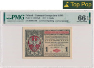 1 marka 1916 - Jenerał - B - PMG 66 - RZADKA MAX