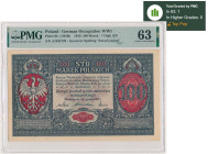 100 marek 1916 - Jenerał - 7 cyfr - PMG 63 - RZADKOŚĆ w unikalnym stanie MAX - jedyny